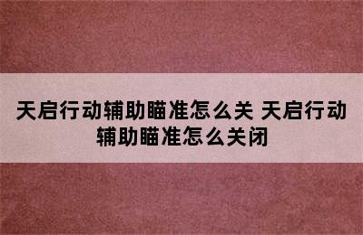 天启行动辅助瞄准怎么关 天启行动辅助瞄准怎么关闭